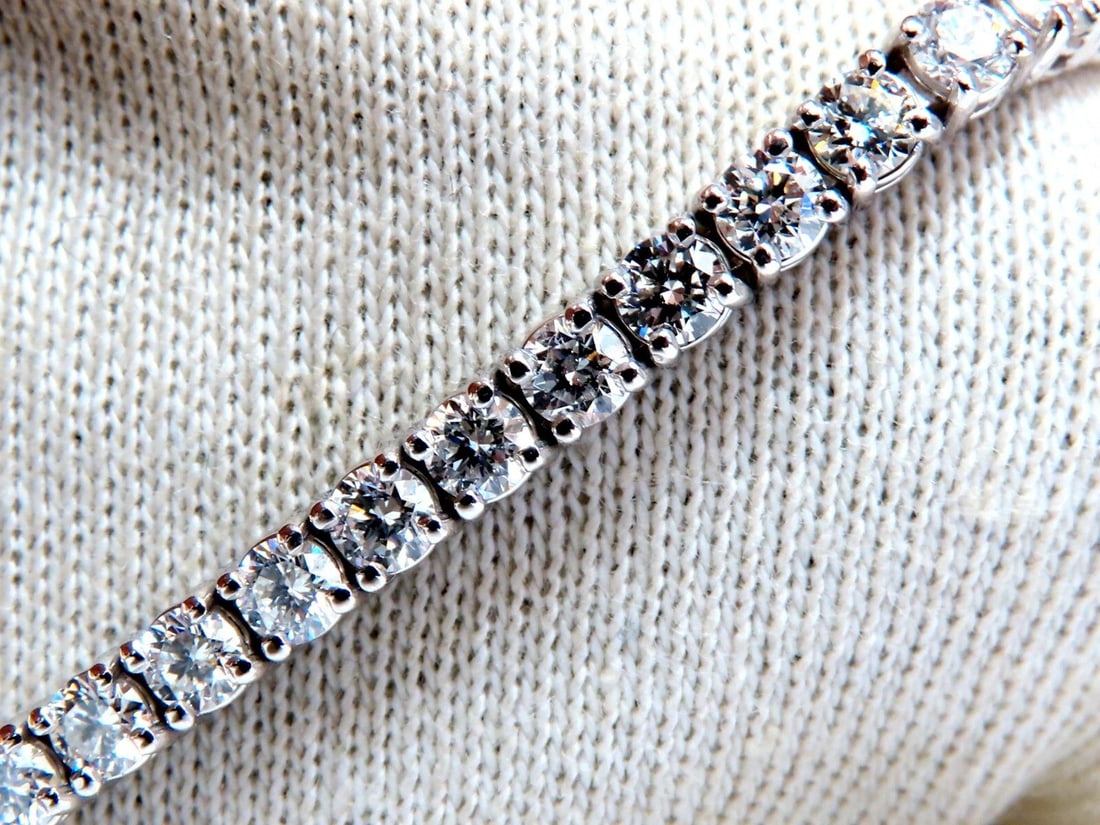 6.65ct Natural Diamonds Tennis Bracelet 14kt Gold Classic Riviera - 3