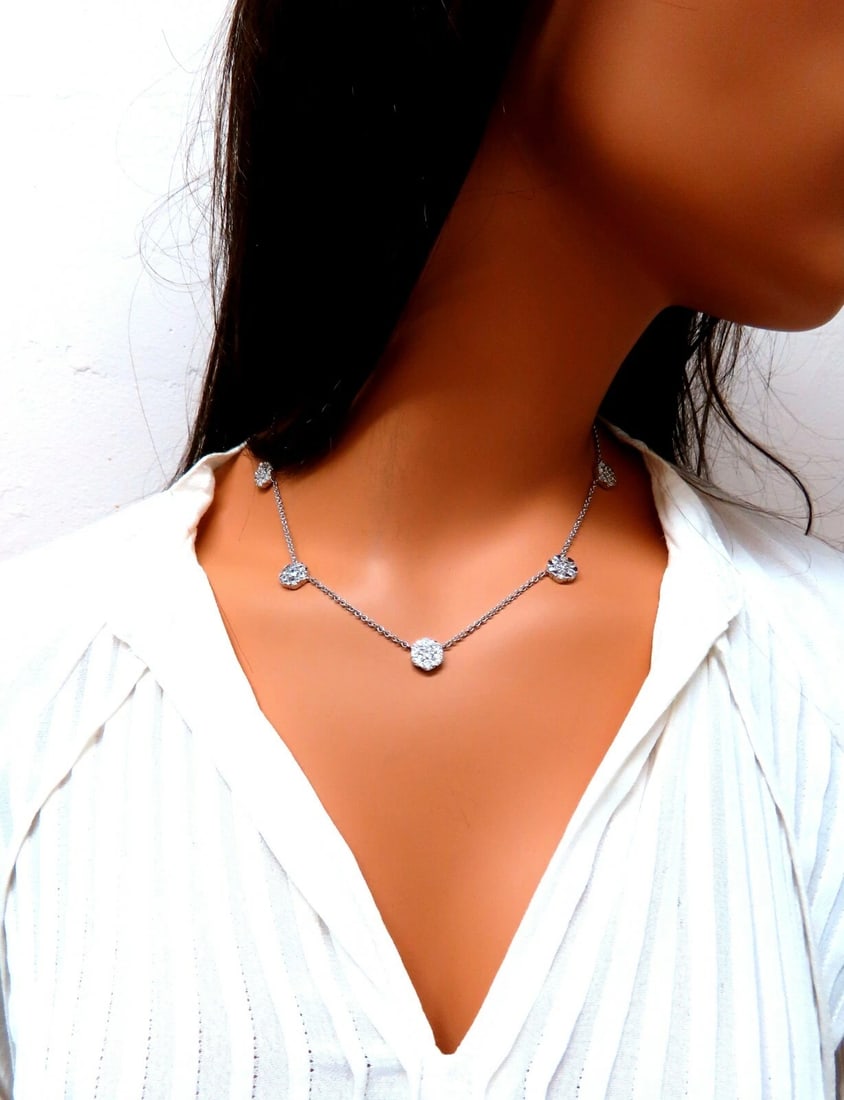 5.22ct natural diamonds (5) cluster yard necklace 14kt floretta 17 inch - 8