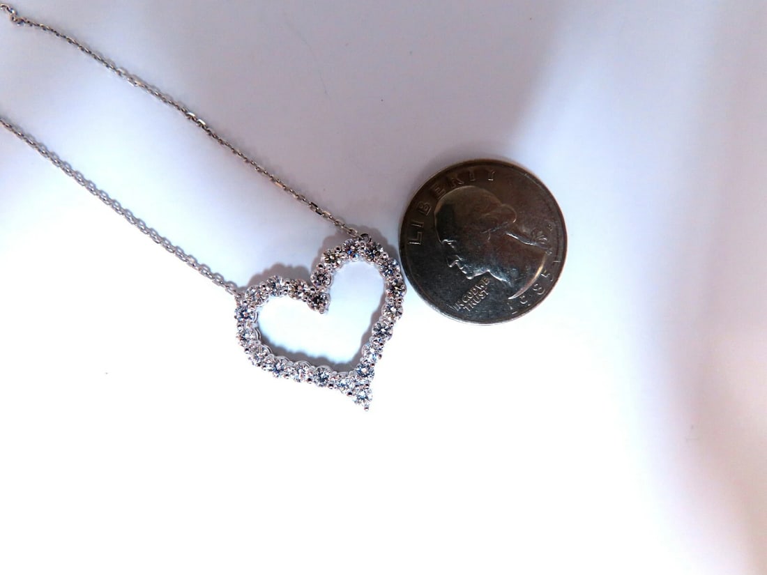 1.92ct Open Heart Natural diamonds necklace 14 karat - 3