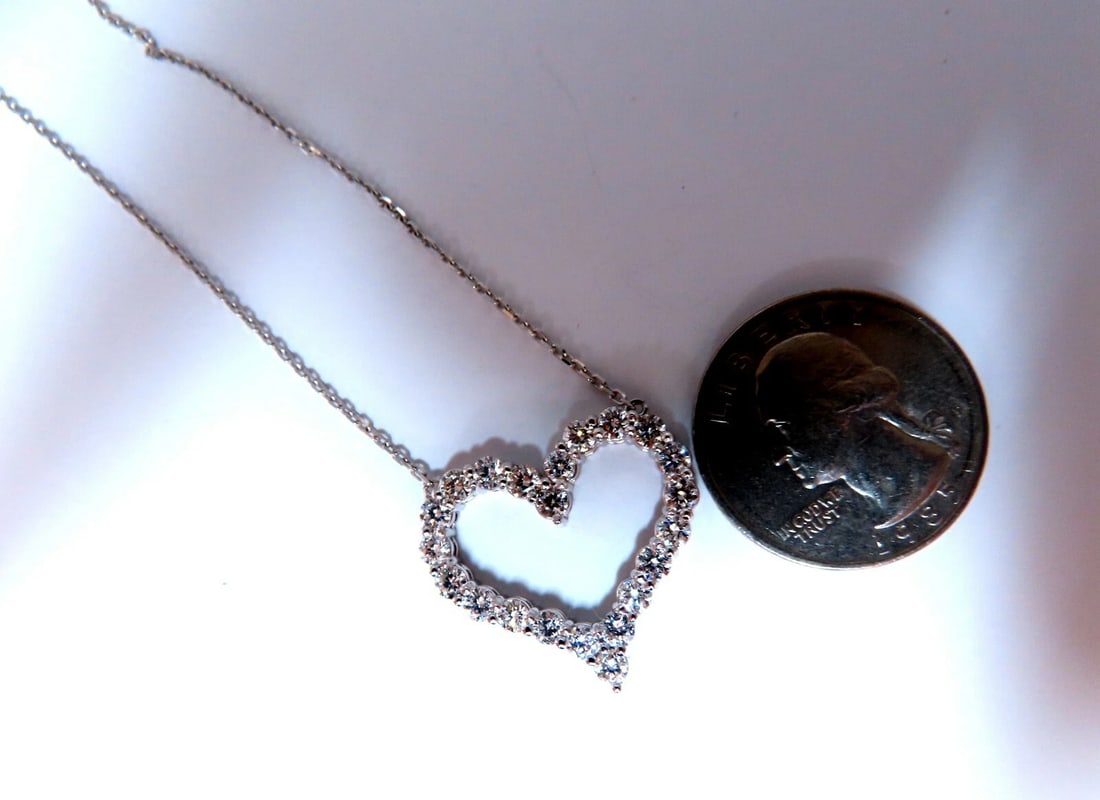 1.92ct Open Heart Natural diamonds necklace 14 karat - 4