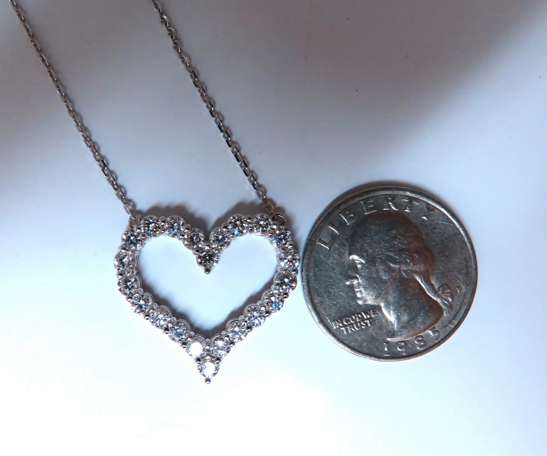 1.92ct Open Heart Natural diamonds necklace 14 karat - 5