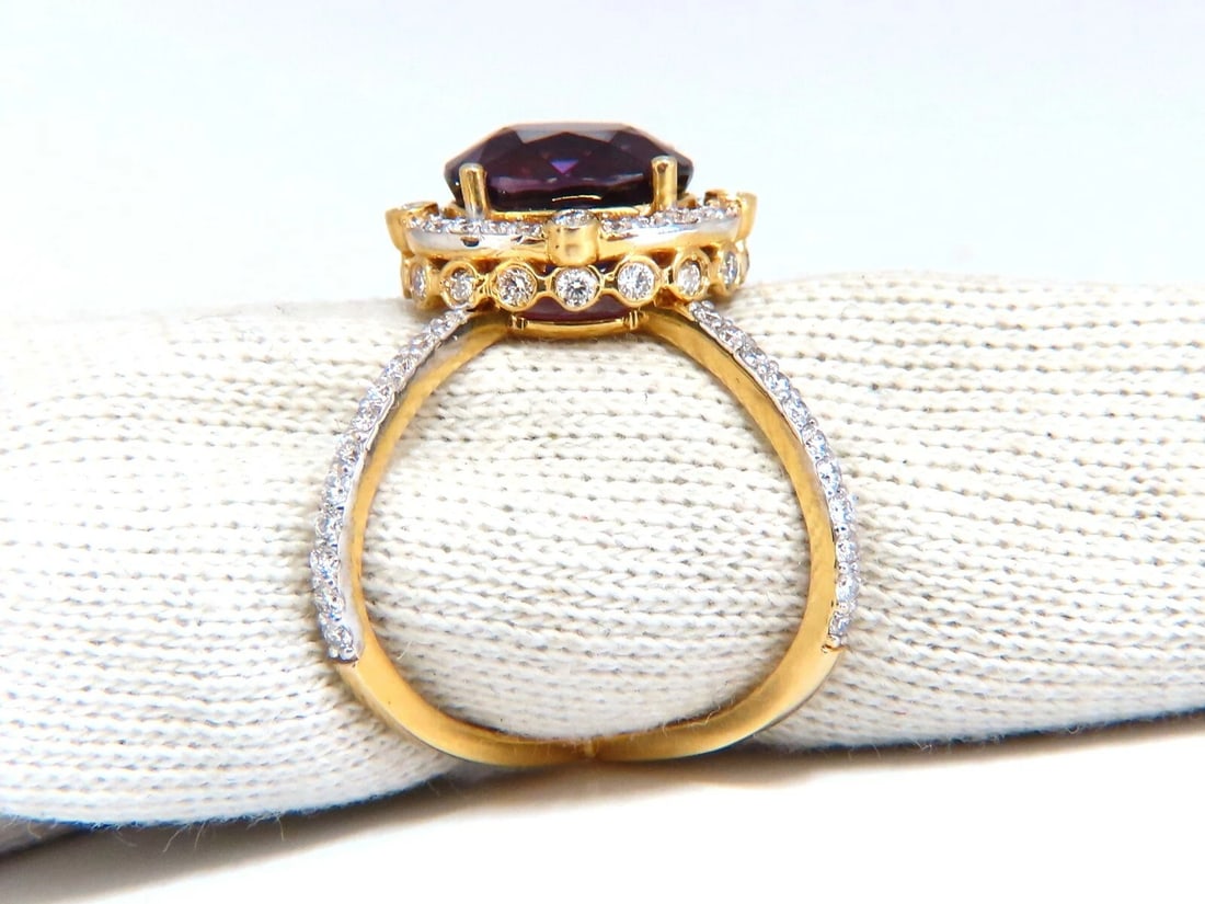 GIA Certified 3.96ct Natural Vivid purple sapphire diamonds ring - 2