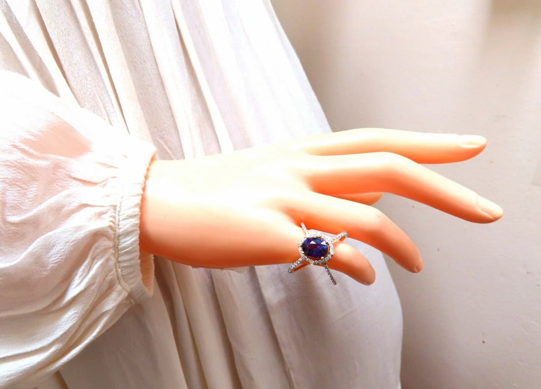 GIA Certified 3.96ct Natural Vivid purple sapphire diamonds ring - 6