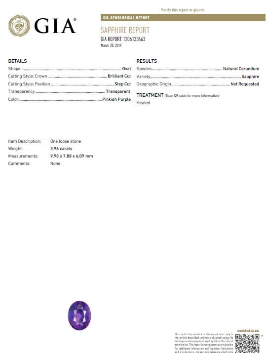 GIA Certified 3.96ct Natural Vivid purple sapphire diamonds ring - 7