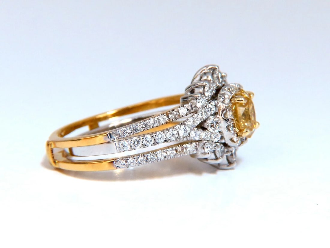 1.81ct Natural Fancy Yellow Diamonds Ring 14kt Insert & Ring - 2
