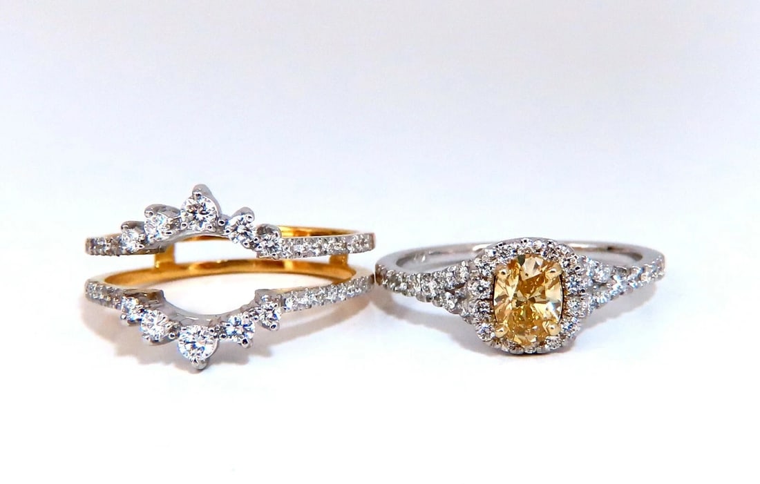 1.81ct Natural Fancy Yellow Diamonds Ring 14kt Insert & Ring - 3
