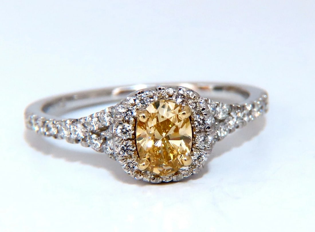 1.81ct Natural Fancy Yellow Diamonds Ring 14kt Insert & Ring - 4