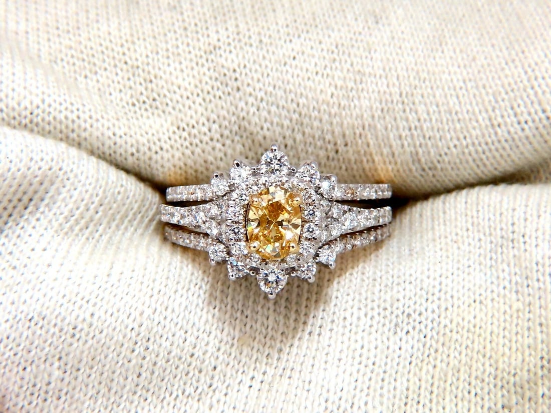 1.81ct Natural Fancy Yellow Diamonds Ring 14kt Insert & Ring - 5