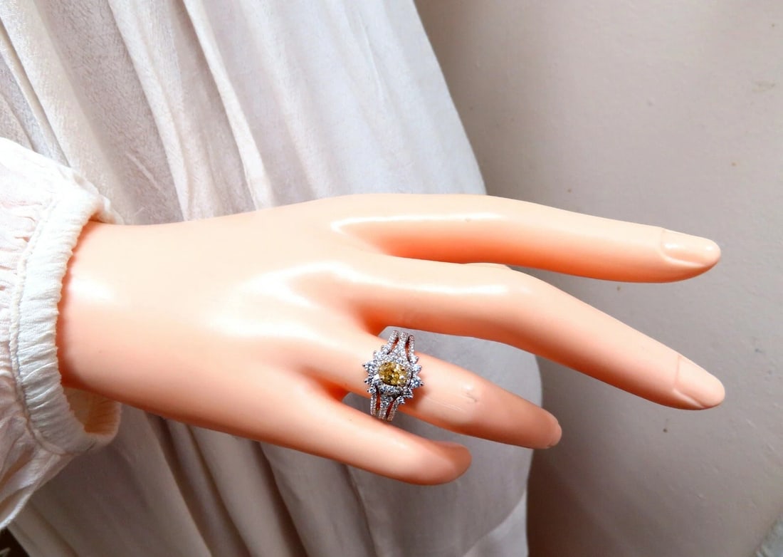 1.81ct Natural Fancy Yellow Diamonds Ring 14kt Insert & Ring - 6