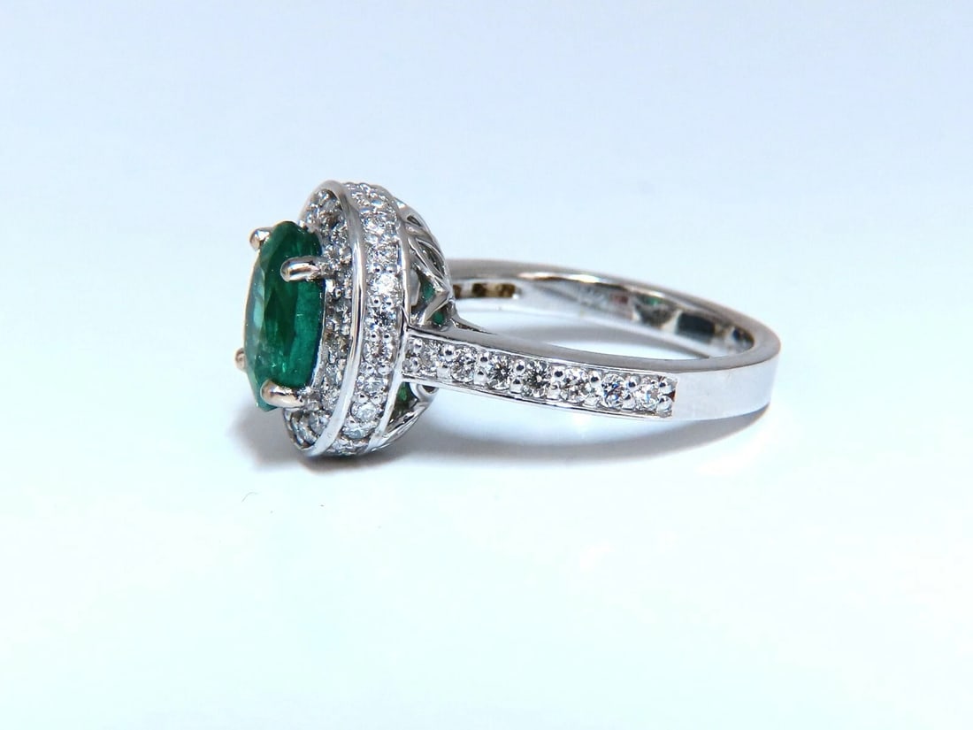3.08ct Natural Vivid Green Emerald Diamonds Halo Ring 14kt - 2