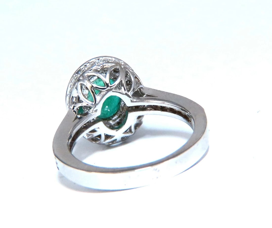 3.08ct Natural Vivid Green Emerald Diamonds Halo Ring 14kt - 4
