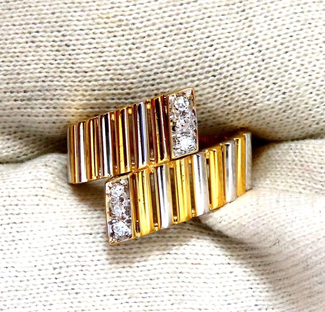 .10ct Tubular Round cut natural diamond ring 18kt gold H/vs2 - 4
