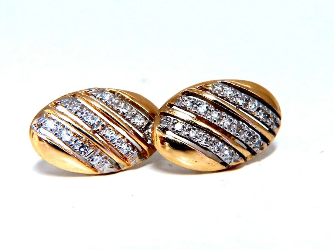 .20ct natural round diamonds oval striped earrings 14kt - 7