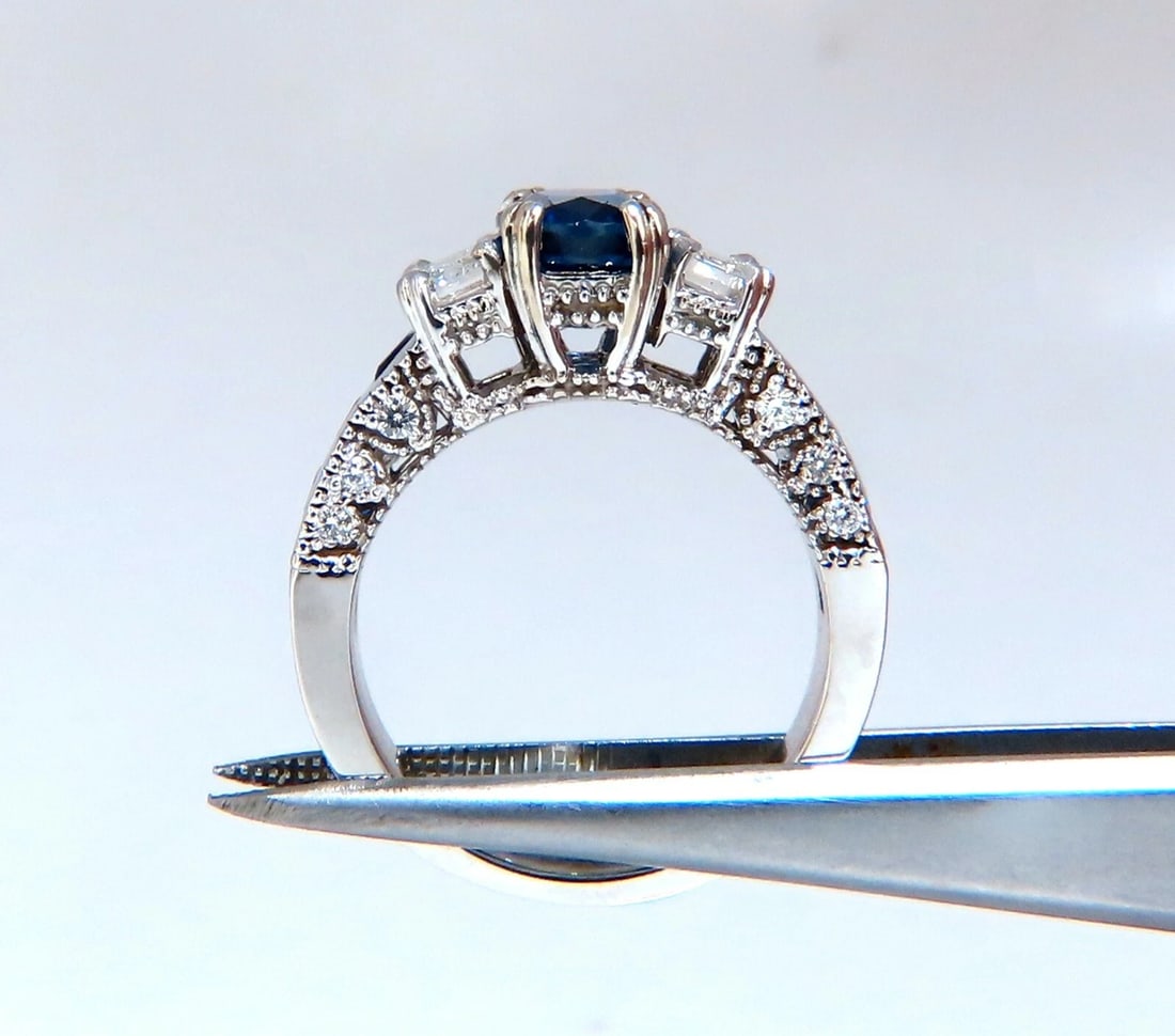 GIA Certified 1.86ct Natural Sapphire Diamonds Ring & matching eternity band - 4