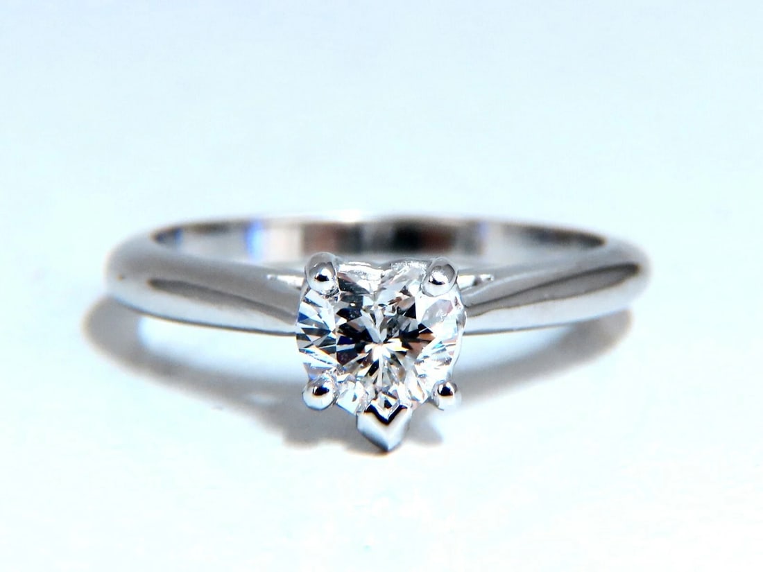 GIA Certified .55ct heart cut diamond solitaire ring platinum classic D/VS - 2