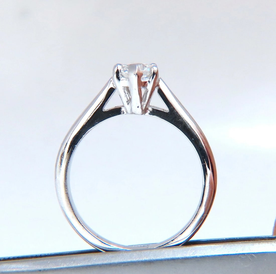 GIA Certified .55ct heart cut diamond solitaire ring platinum classic D/VS - 4