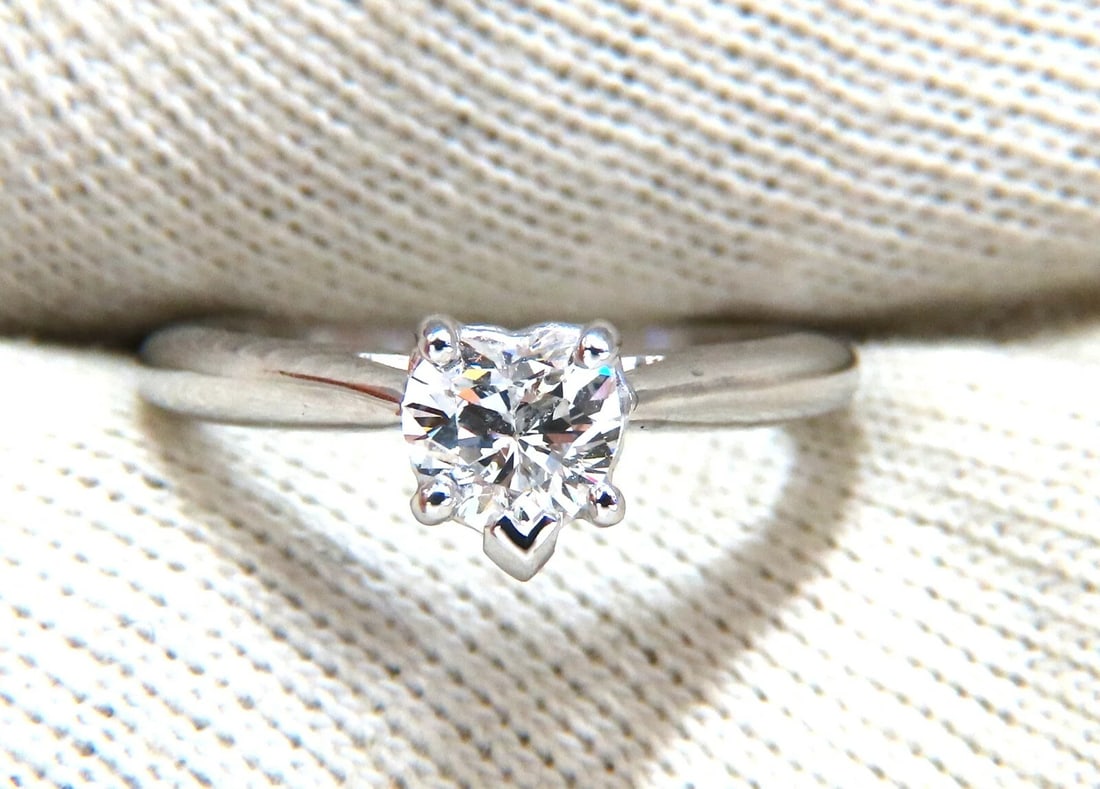 GIA Certified .55ct heart cut diamond solitaire ring platinum classic D/VS - 5