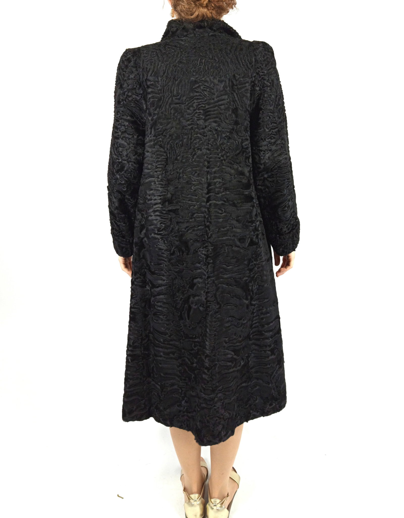 BLACK PERSIAN LAMB FUR COAT EU: XL ; US: 20 - 4