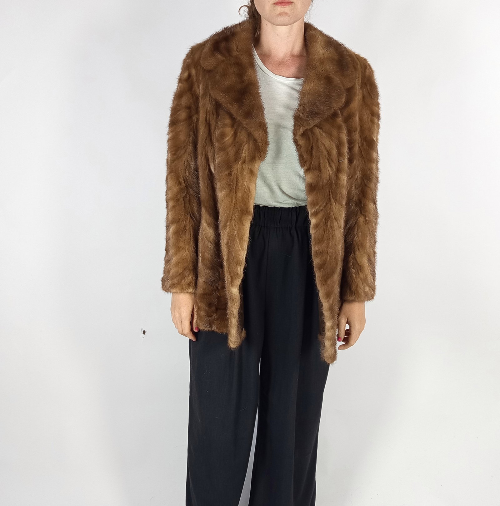 LIGHT BROWN MINK FUR JACKET EU: S ; US: 6 - 11
