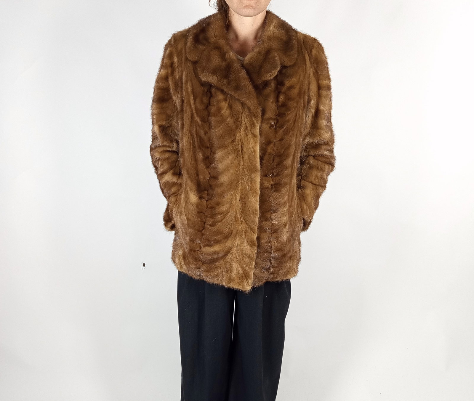 LIGHT BROWN MINK FUR JACKET EU: S ; US: 6 - 5