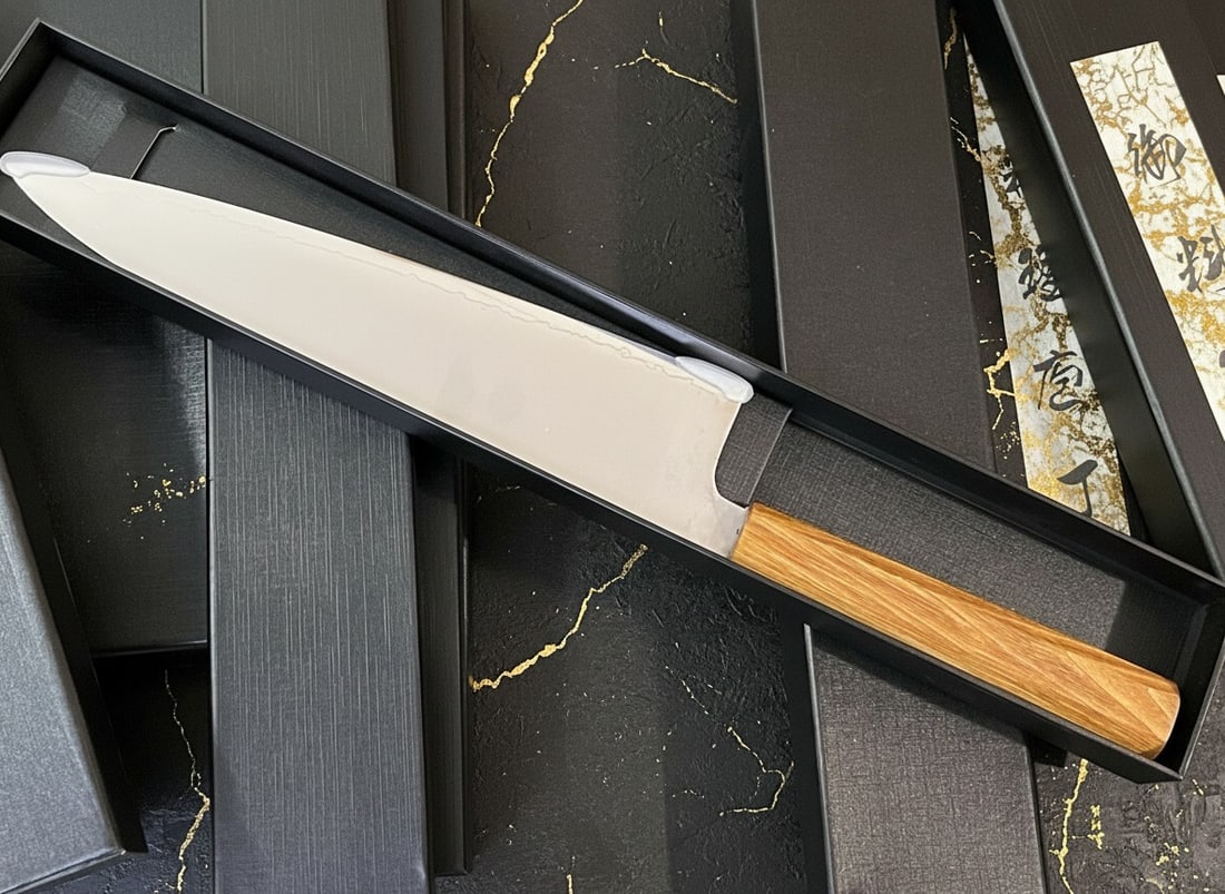9.4" Japanese Gyuto Kitchen Knife, 9Cr18MoV Steel, Octagonal Wood Handle - 2