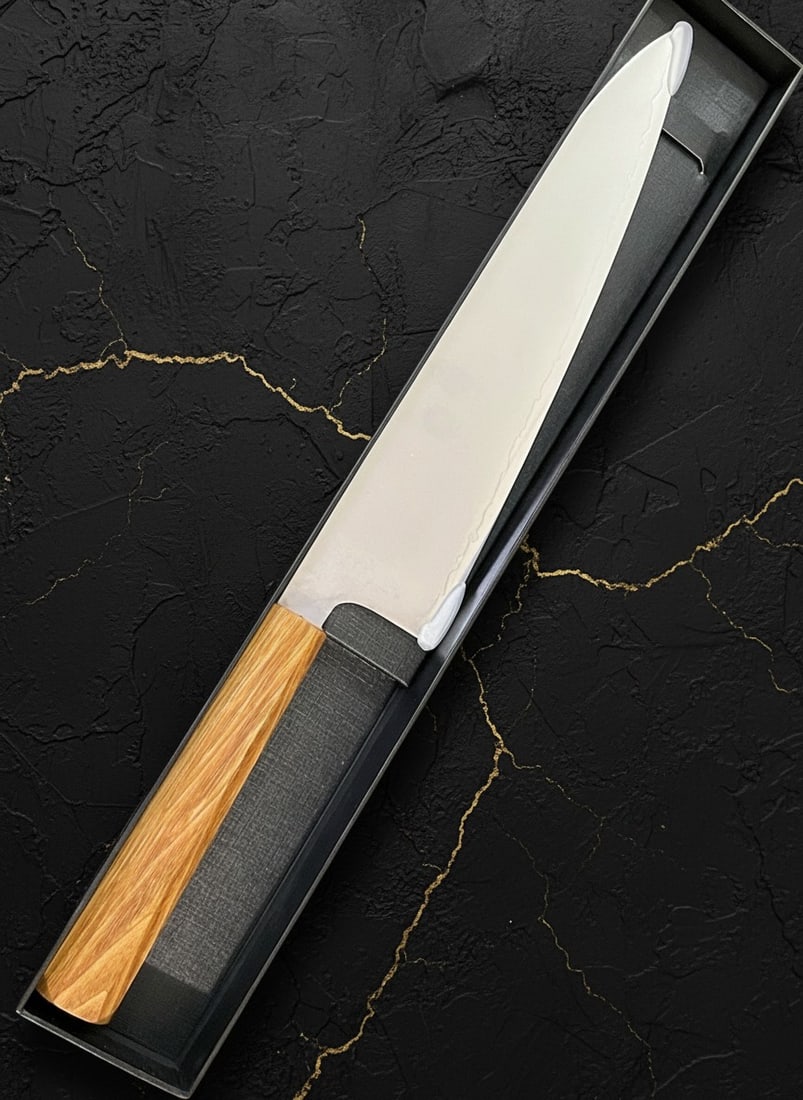 9.4" Japanese Gyuto Kitchen Knife, 9Cr18MoV Steel, Octagonal Wood Handle - 4