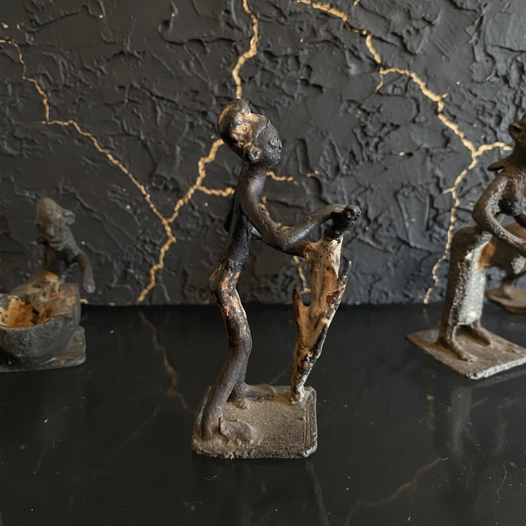 Vintage Ashanti Akan Gold Weights African Tribal Bronze Figurine Art - 3