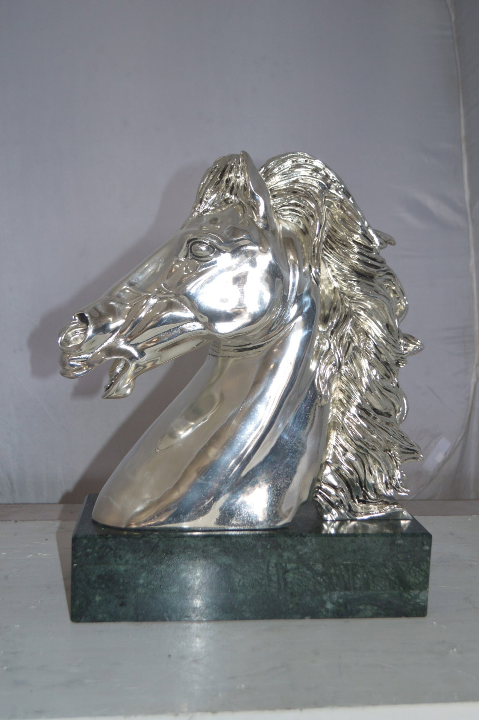 Horse Bust Silver Finished Statue - Size: 16"L x 7"W x 20"H. - 2