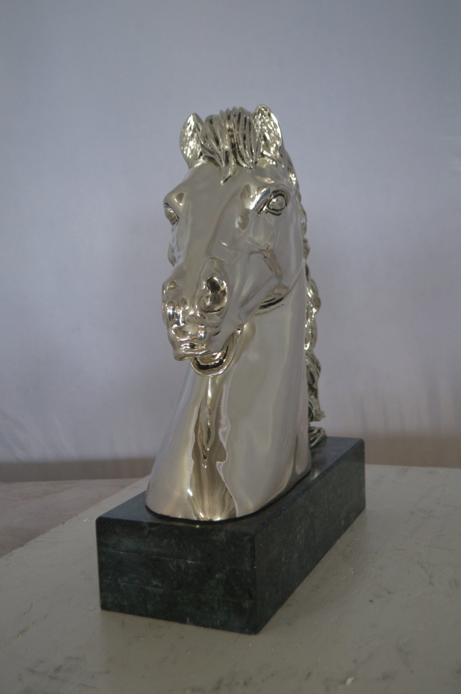 Horse Bust Silver Finished Statue - Size: 16"L x 7"W x 20"H. - 4