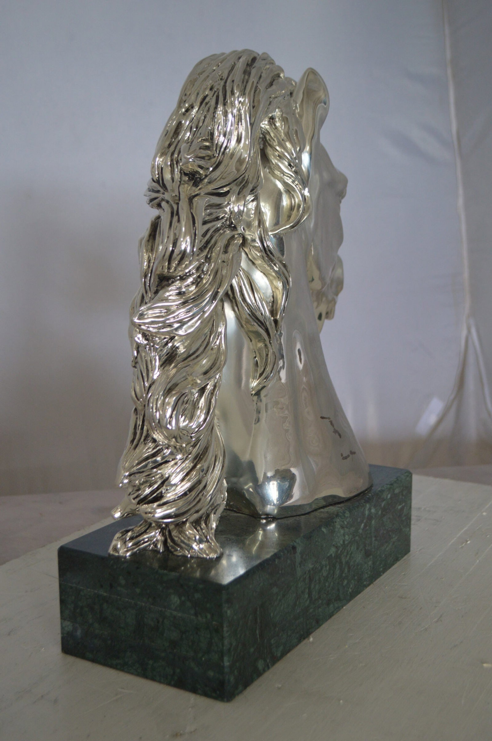 Horse Bust Silver Finished Statue - Size: 16"L x 7"W x 20"H. - 7