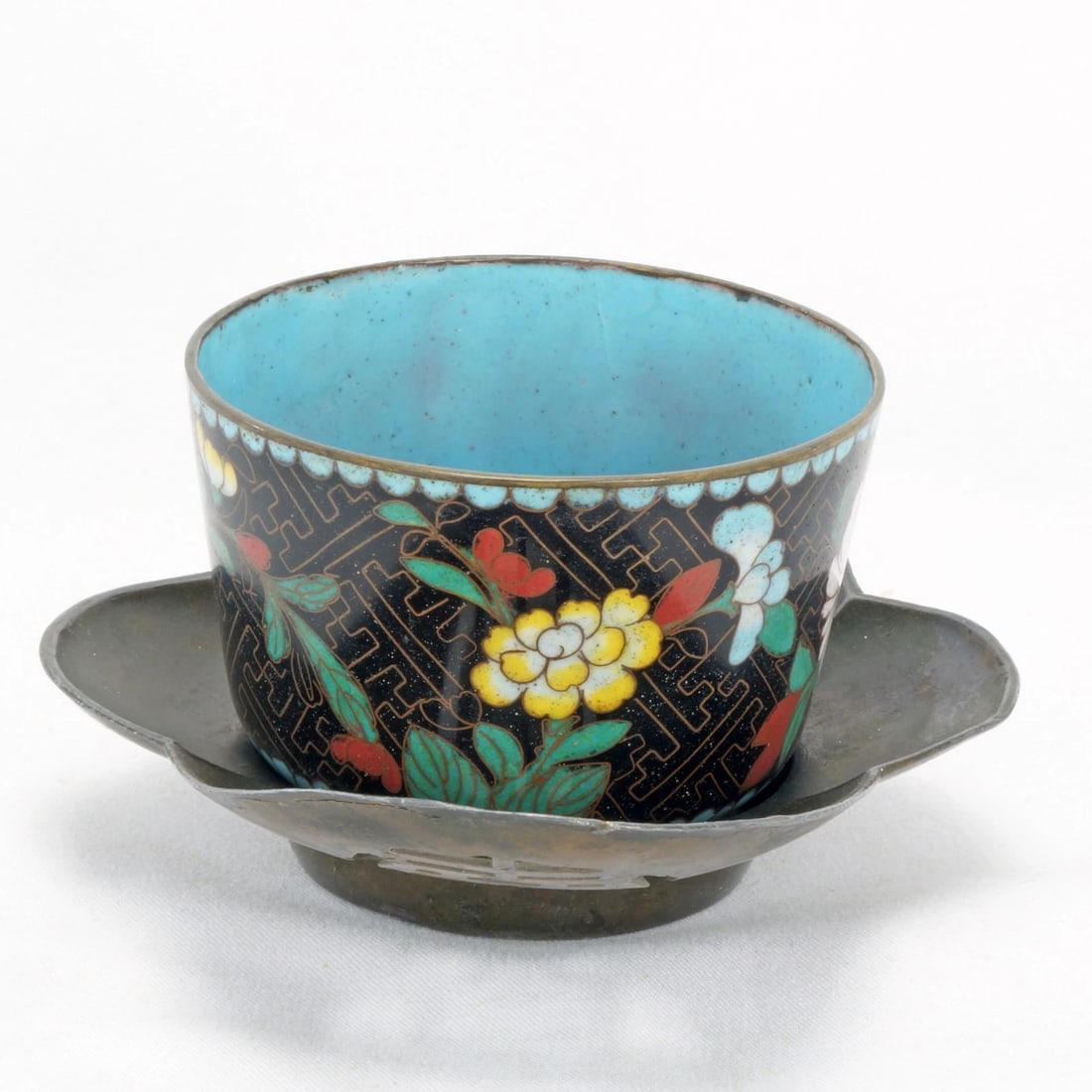 Qing Chinese Tea Saucer/Cloisonne Teacup - 3
