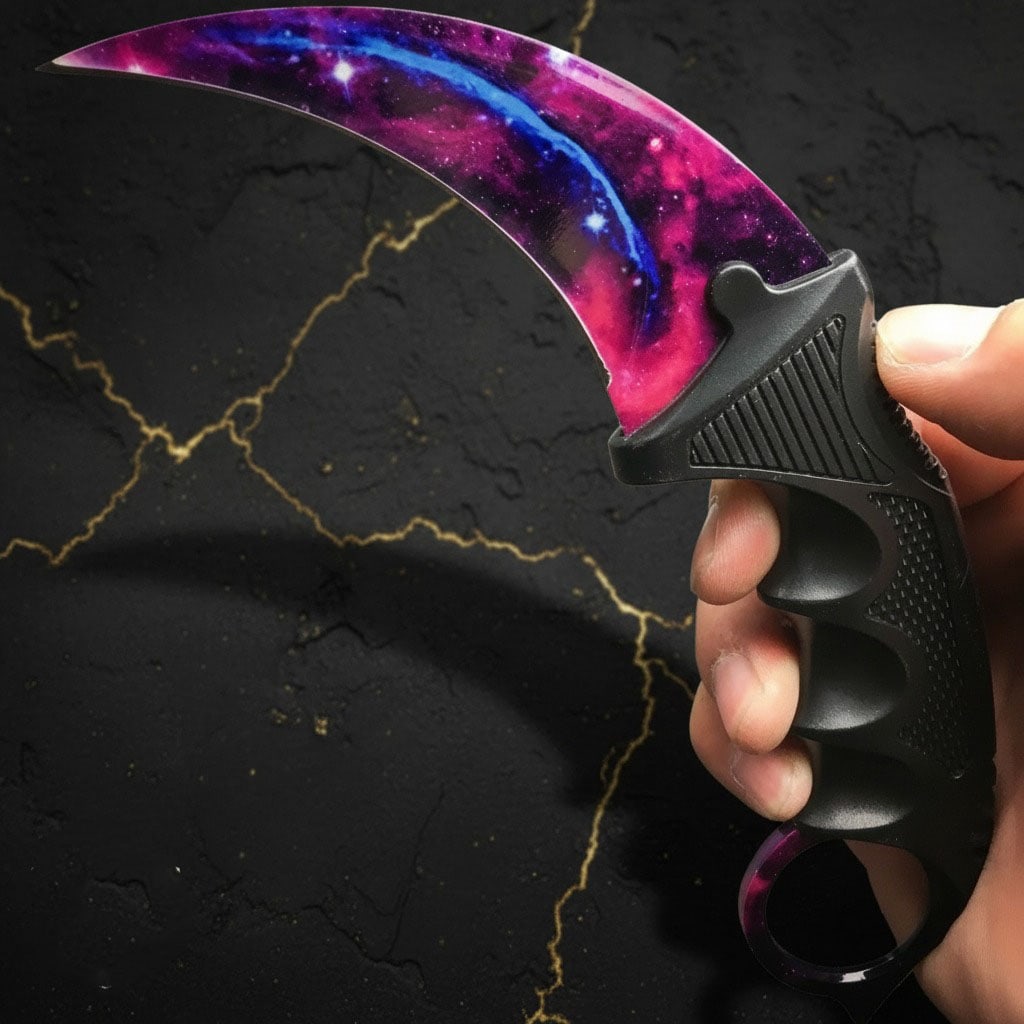 Survival Fixed Blade Karambit Knife Nebula Pattern Neck Sheath Hunting Tool (1 of 4)