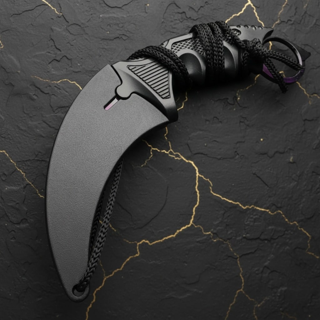 Survival Fixed Blade Karambit Knife Nebula Pattern Neck Sheath Hunting Tool - 4