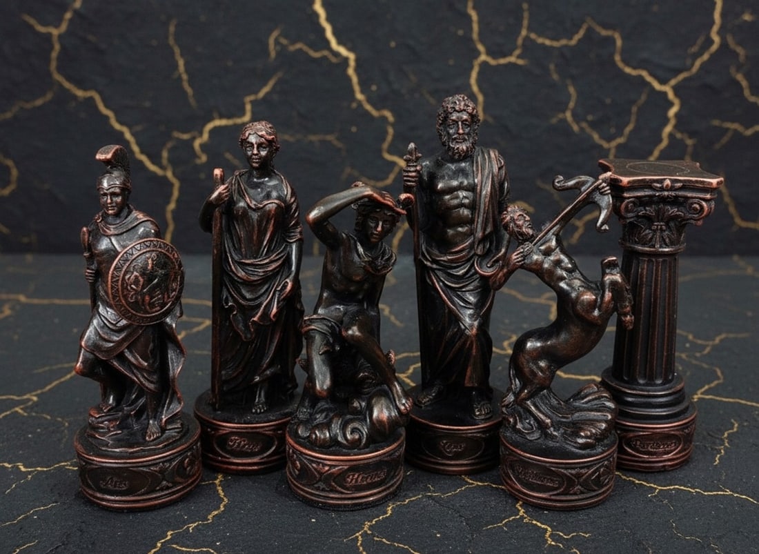 Ancient Greek Deity Chessmen Figures Zeus Hera Olympian Mythology Set No Board - 2