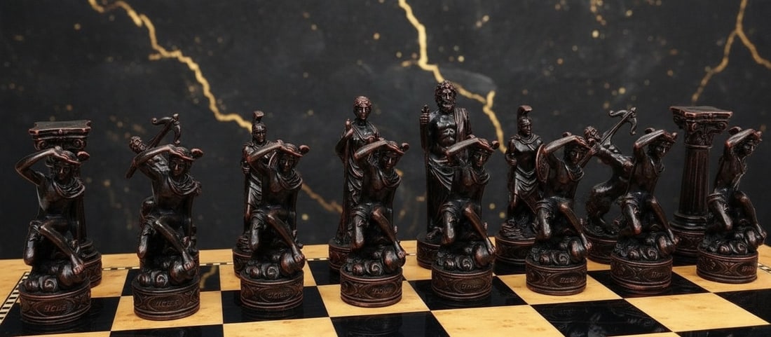 Ancient Greek Deity Chessmen Figures Zeus Hera Olympian Mythology Set No Board - 5