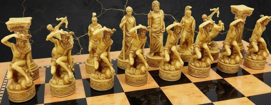 Ancient Greek Deity Chessmen Figures Zeus Hera Olympian Mythology Set No Board - 6