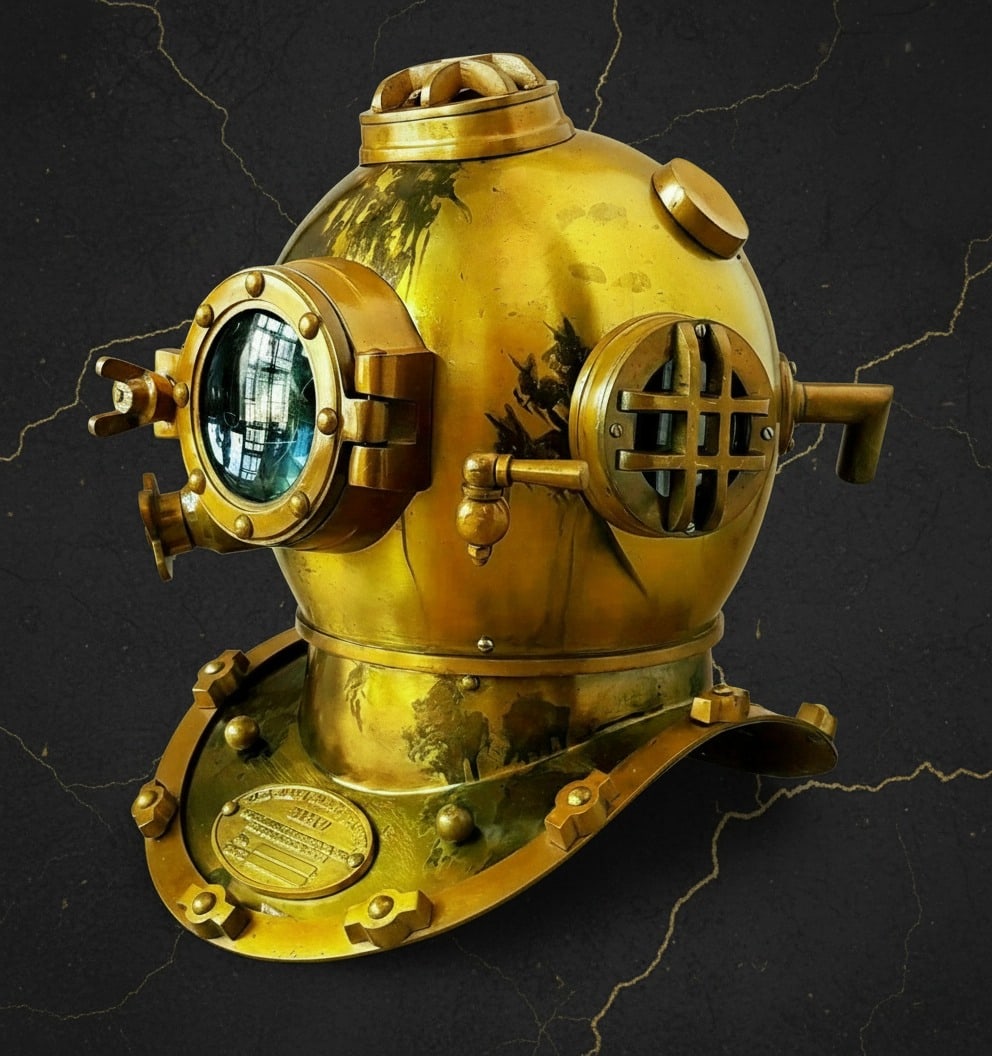 Vintage Style 18" US Navy Mark V Deep Sea Scuba Diving Helmet Antique Brass (1 of 5)