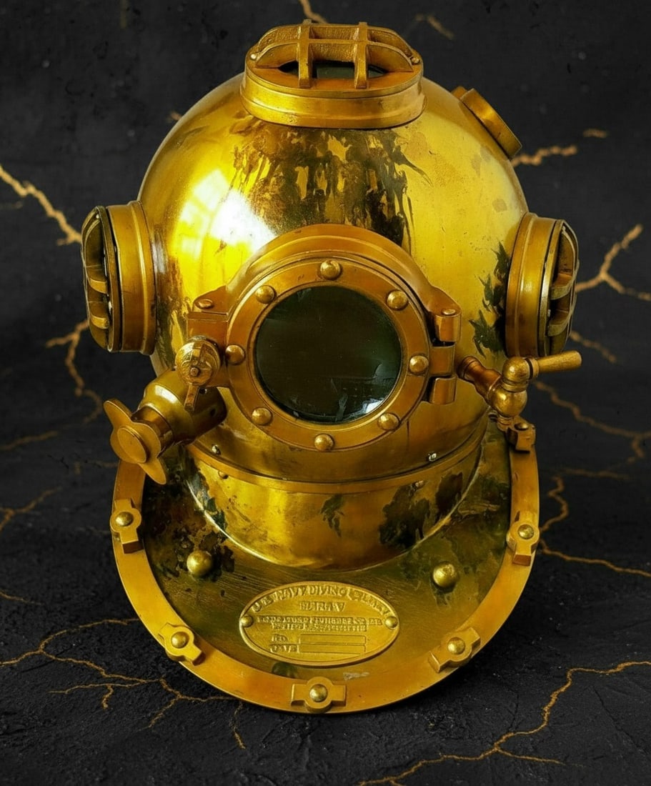 Vintage Style 18" US Navy Mark V Deep Sea Scuba Diving Helmet Antique Brass - 2