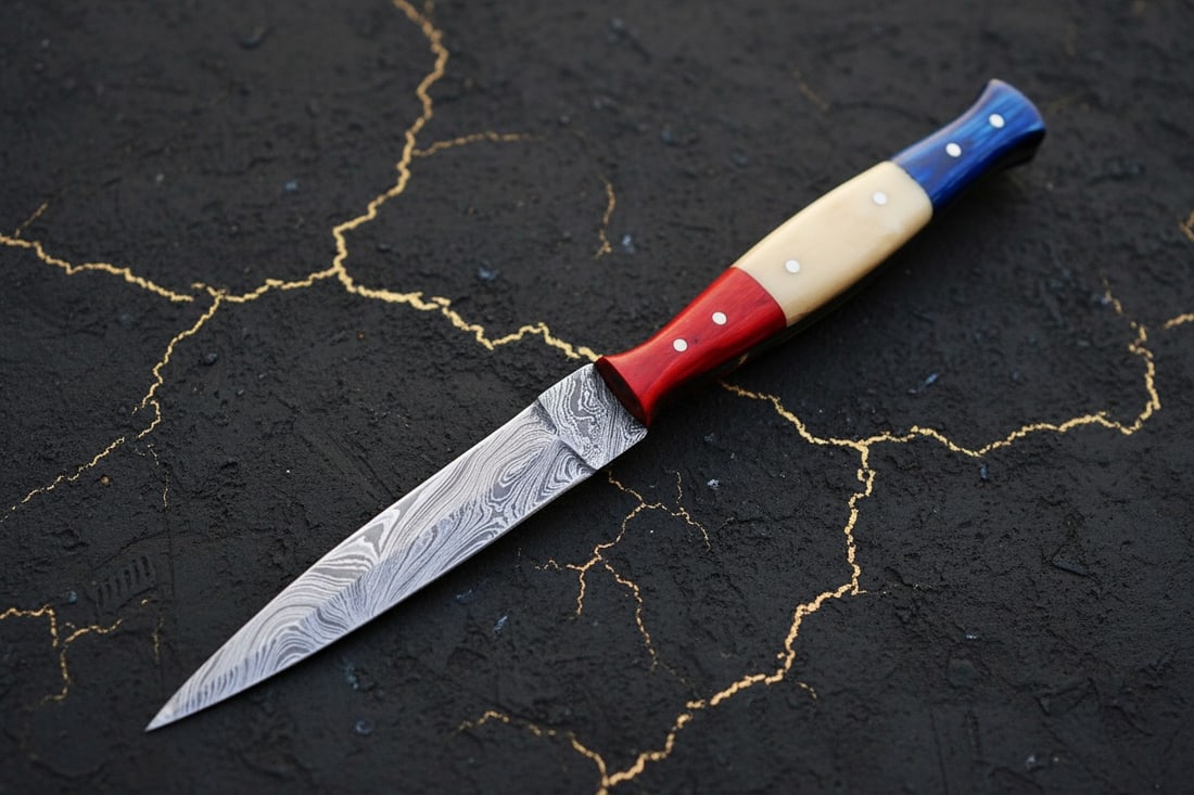 Hand Forged Damascus Steel Boot Dagger Hunting Knife with Leather Sheath: Title:Hand Forged Damascus Steel Boot Dagger Hunting Knife with Leather Sheath Description:This custom hand forged throwing boot dagger is designed for precision and durability. Crafted with a double