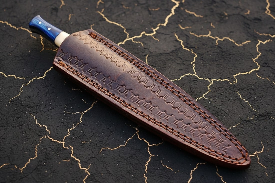 Hand Forged Damascus Steel Boot Dagger Hunting Knife with Leather Sheath - 4
