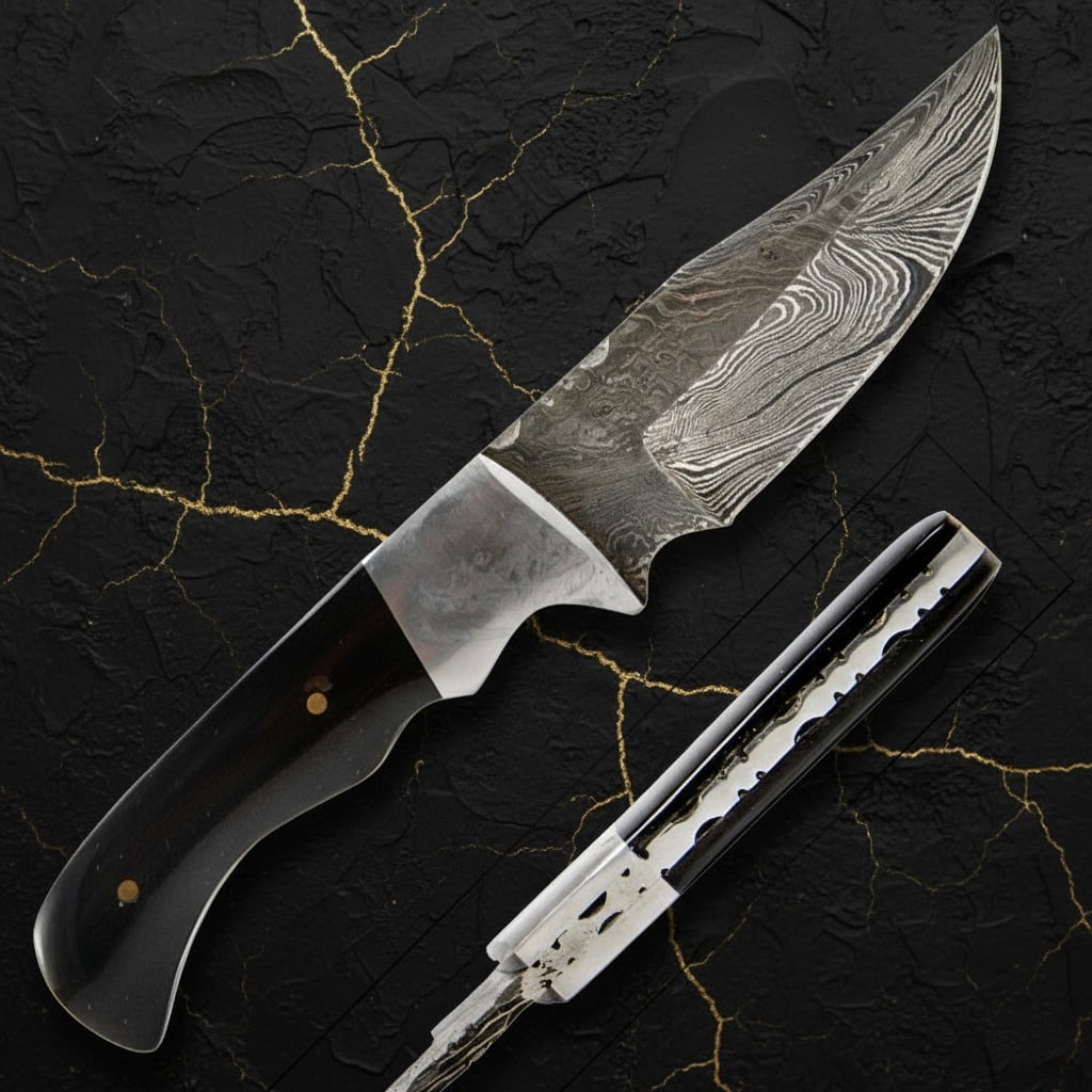 Hand-Forged 1095 Carbon Steel Hunting Knife Full Tang Buffalo Horn Handle - 2