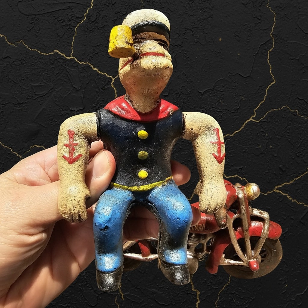 8" Heavy Cast Iron Motorbike Figurine Patrol Officer Vintage Style Decor - 6