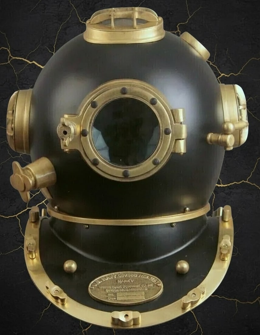 Vintage US Navy Mark V Deep Sea Diving Helmet Antique Marine Scuba Decor - 2