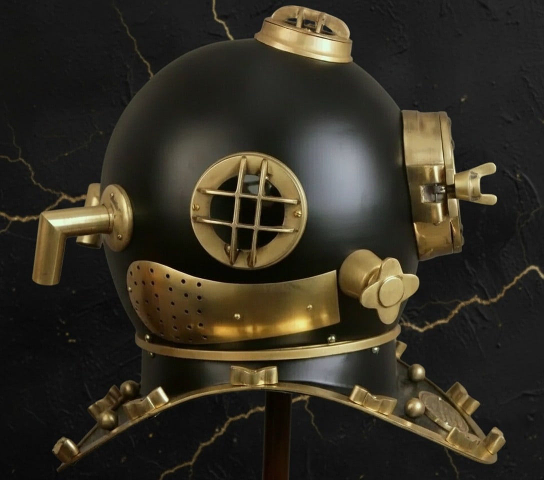 Vintage US Navy Mark V Deep Sea Diving Helmet Antique Marine Scuba Decor - 3