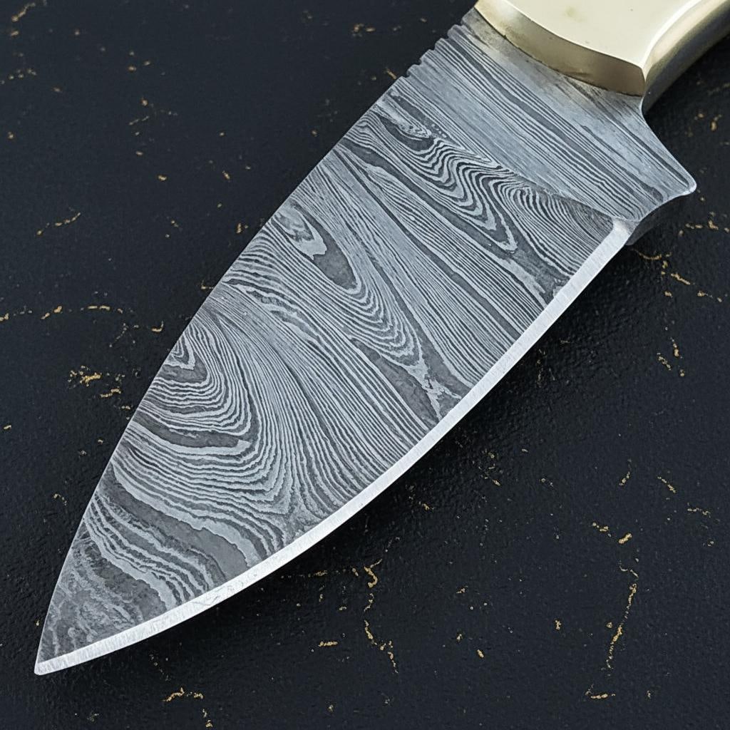 Damascus Steel Blade Blank 3.5" Drop Point for Custom Knife Making Full Tang Guard - 3
