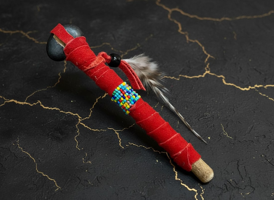 5.5" Navajo Native American Miniature War Club Beaded Stone Decor: Title:5.5" Navajo Native American Miniature War Club Beaded Stone Decor Description:This authentic Native American miniature war club is handcrafted by a Navajo artist in the traditional style. It