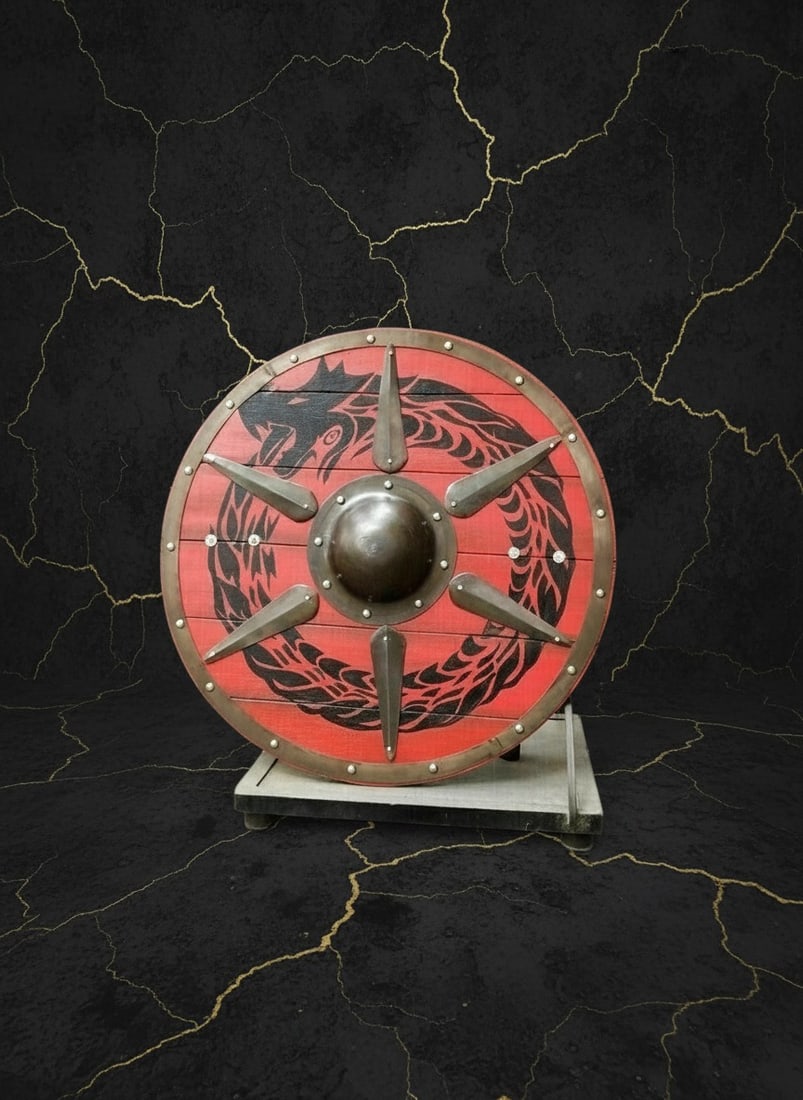 30" Handcrafted Wooden Viking Shield Battle Ready Medieval Combat Gear - 4