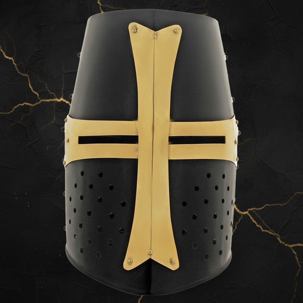 Medieval Knight Steel Great Helm Crusader Armor Protective Headgear Black (1 of 3)