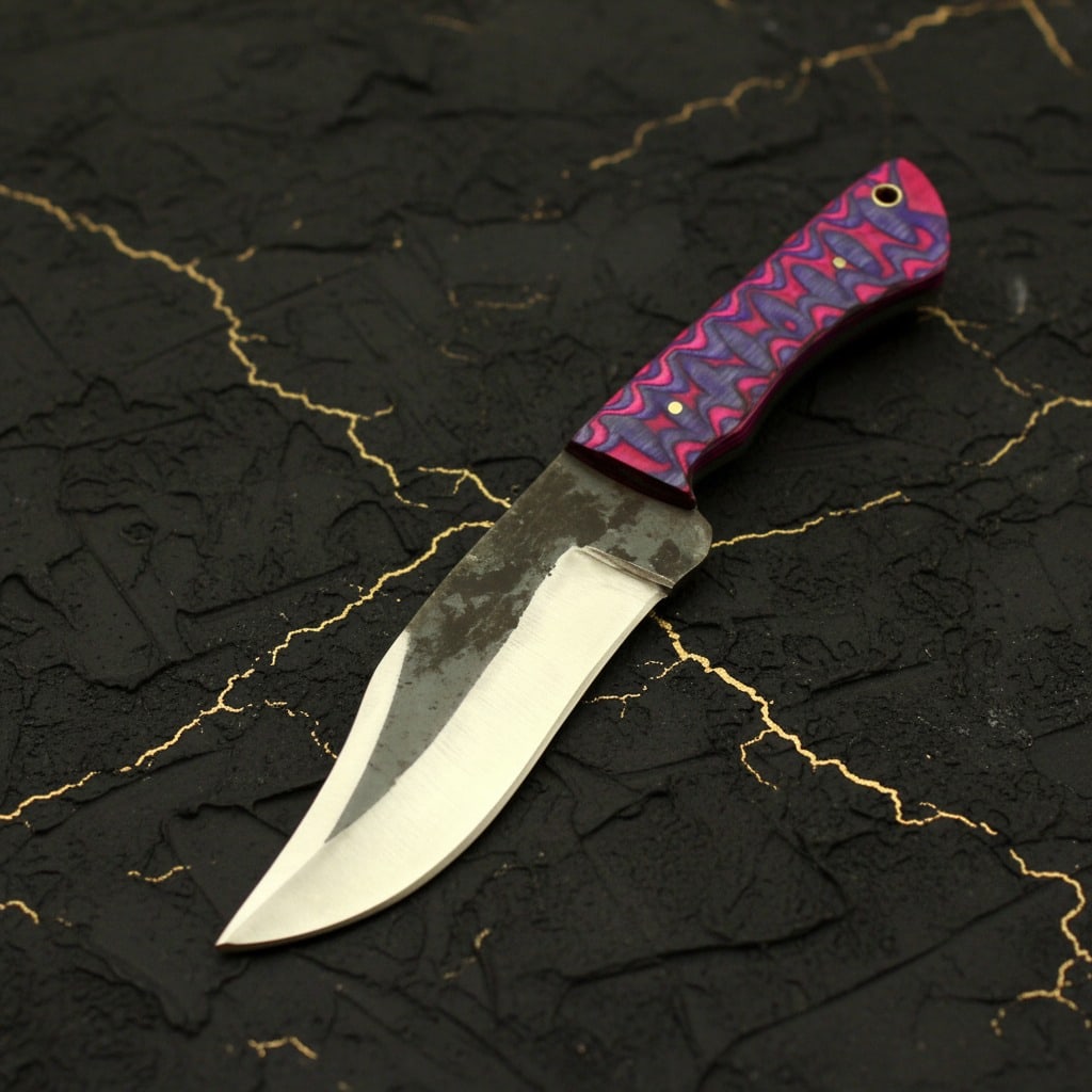 Handmade Carbon Steel Fixed Blade Knife Custom Forged Railroad Spike Tool - 2