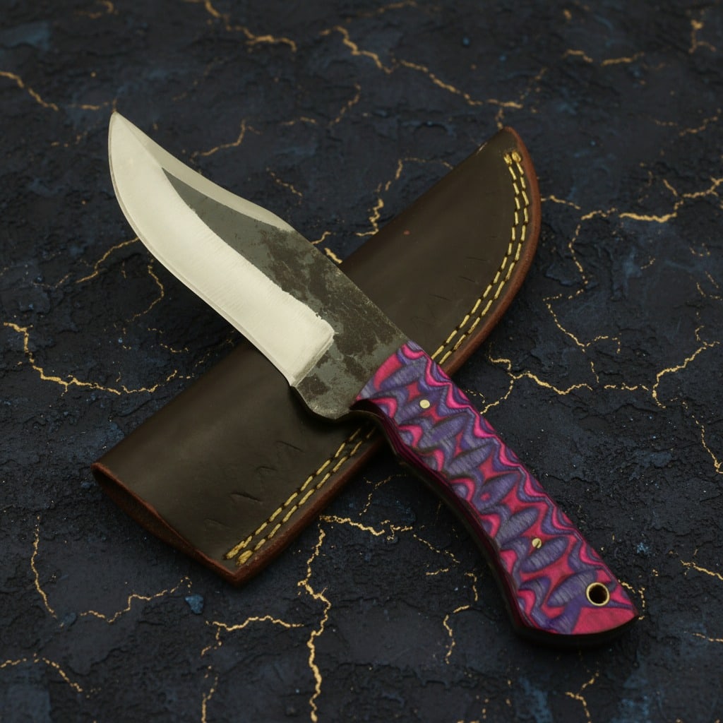 Handmade Carbon Steel Fixed Blade Knife Custom Forged Railroad Spike Tool - 4